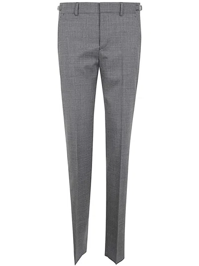 Versace Formal Pant Micro Pattern Wool Fabric Clothing In Grey