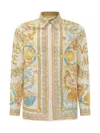 Versace Long Sleeve Printed Top With Decorative Trim In Multi