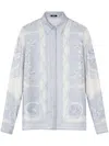 Versace Women's Printed Silk Shirt In Grey