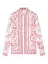 Versace Underwater Barocco Long-sleeved Shirt In Pink