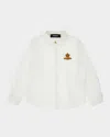 Versace Formal Shirt Oxford Cotton Popeline - Barocco Crown Kids Embroidery In White