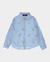 Versace Formal Shirt Popeline Pinstripe Pin Kids In Blue