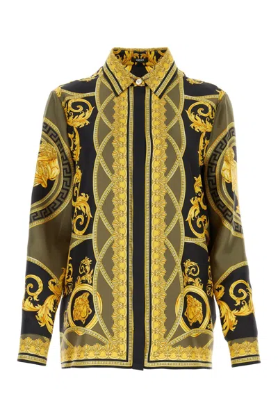 Versace Formal Shirt Silk Twill Fabric With Baroque Coupe In 5bc60