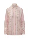 Versace Silk Twill Shirt With Scarf Print In Pink
