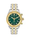 Versace Men's Swiss Chronograph Fornax Two-tone Bracelet Watch 43mm In Silver