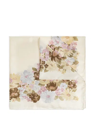 Versace Foulard 90x90 Bio Silk Twill "the Meadow" Inkjet Print In Multi