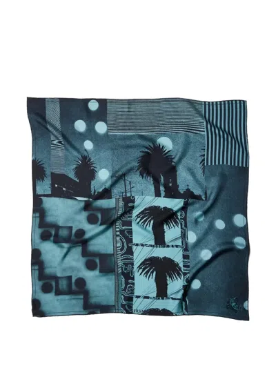 Versace Foulard 90x90 Silk Twill Bio Print Sunset Palms In Multi