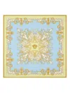 Versace Baroque Pattern Scarf Multicolor Rolled Edges In Blue