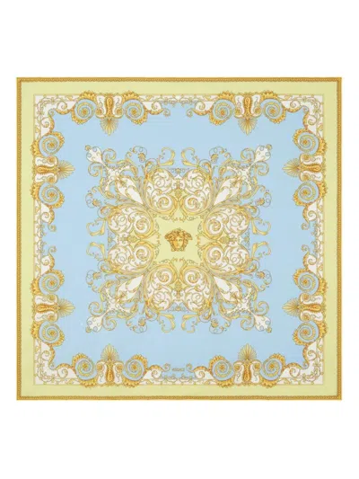 VERSACE "FOULARD 90X90 SPRING BAROCCO" PRINTED BIO SILK TWILL