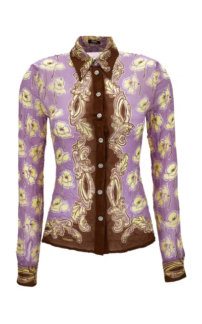 Versace Women's Crepe Shirt In Dustylavandertobacco