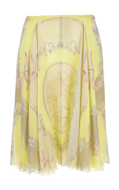 Versace Foulard Printed Silk Crepon Skirt In Multi