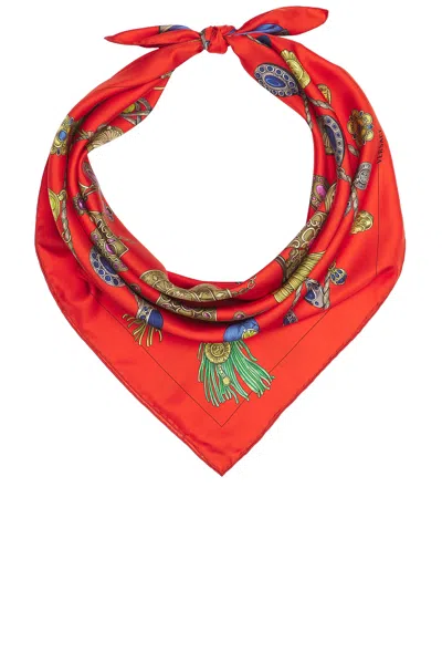 Versace Foulard Silk Twill Scarf In Vintage Red