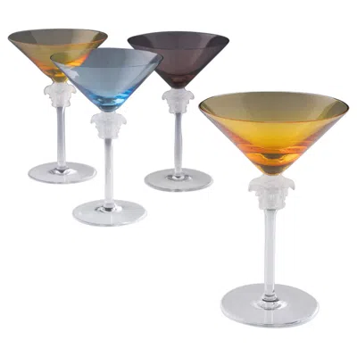 Pre-owned Versace Four Rosenthal  Martini Medusa Lumiere Glasses In Gray