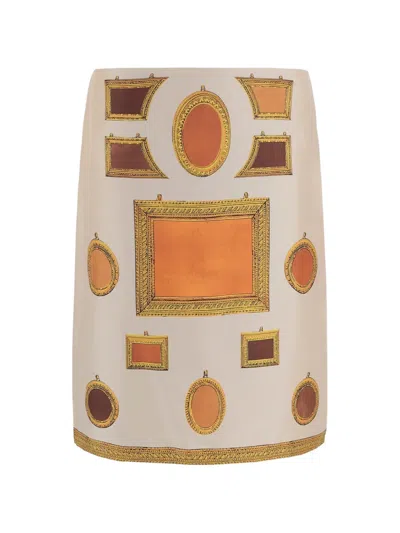 Versace Frame-print Mini Skirt In Neutral