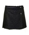 Versace Black Mini Lurex Skirt With Silver-tone Hardware In Black