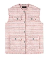 Versace Pink Frayed Tweed Waistcoat In Pink