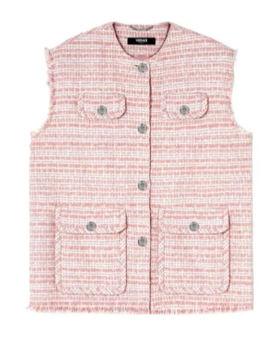 VERSACE FRAYED TWEED WAISTCOAT