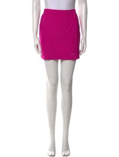 Pre-owned Versace Fringe Trim Accent Mini Skirt In Pink