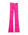 Versace Fuchsia Flared Velvet Pants Rolled Up In Pink
