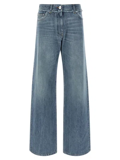 Versace Fringed Jeans Blue In Brown