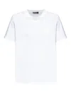 Versace Frayed Embroidered-logo Crewneck T-shirt In Blanco