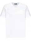 Versace Frayed Embroidered-logo Crewneck T-shirt In White