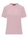 Versace Fringed Logo T-shirt For Casual Style In Pink