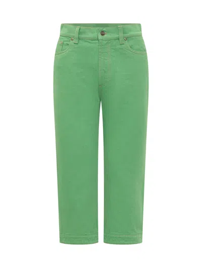 Versace Front Closure Mini Trousers With Pocket In Pale Green