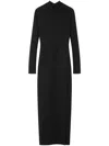 Versace Draped Turtleneck Long-sleeve Cady Gown In Black
