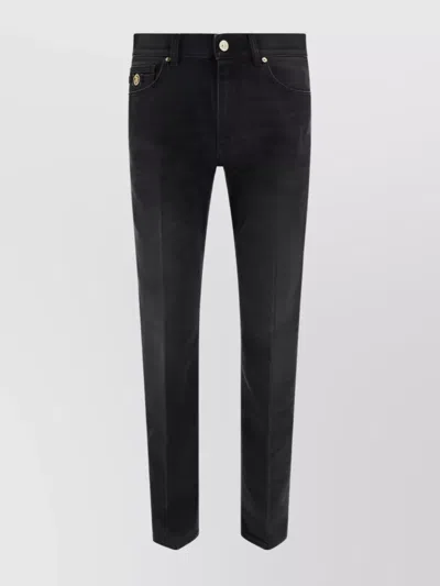 VERSACE FRONT TICKET POCKET COTTON DENIM PANTS