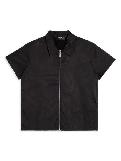 Versace Kids' Front-zipped Shirt In Black