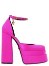 Versace Pink Medusa Aevitas Platform Heels In Fuchsia