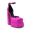 Versace Fuchsia Satin Medusa Aevitas Pumps In Deep Fuxia-oro