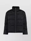 Versace Full Zip Down Jacket With All-over Pattern In Black