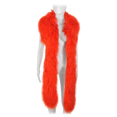 Pre-owned Versace Fur Sleeveless Jacket Vest With Scarf 38 In Red