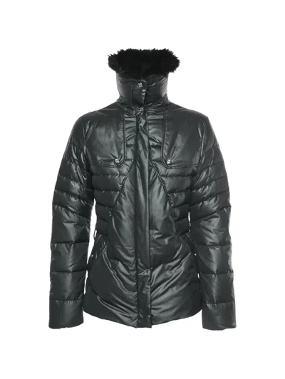 Pre-owned Versace Fur-trim Puffer Jacket In Black
