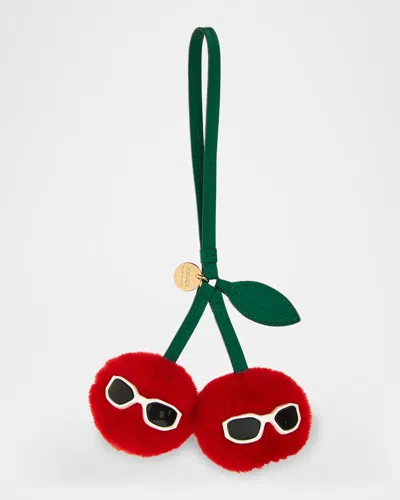 Versace Fuzzy Shearling Cherry Bag Charm