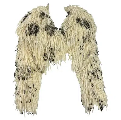 Pre-owned Versace F/w 1994 Atelier  Haute Couture White Black Cropped Fringe Bolero Coat