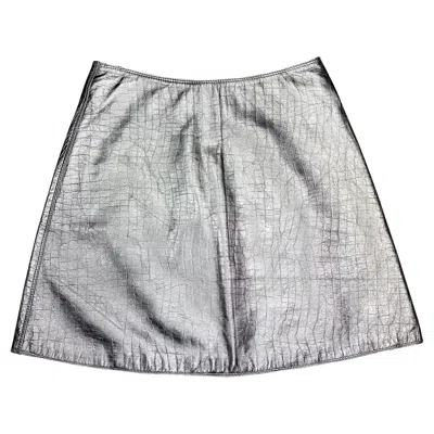Pre-owned Versace F/w 1994 Gianni  Runway Ad Metallic Lavender Embossed Mini Skirt 38it In Purple
