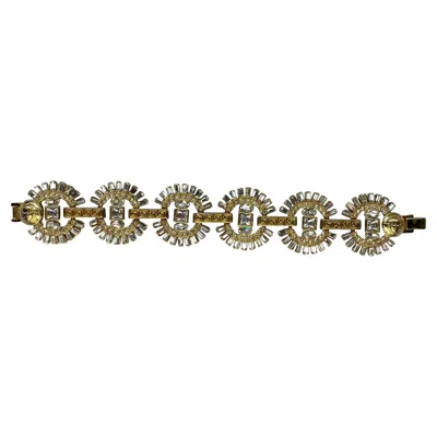 Pre-owned Versace F/w 1995 Gianni  Ad Gold Tone Greek Key Link Rhinestone Bracelet In Multi