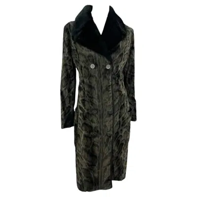 Pre-owned Versace F/w 1996 Gianni  Black Leopard Faux Fur Sample Double Breasted Coat