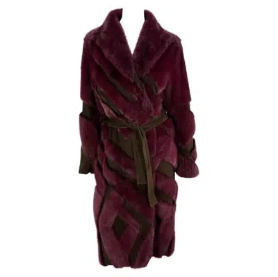 Pre-owned Versace F/w 2001 Gianni  By Donatella Purple Mink Fur Brown Suede Trench Coat