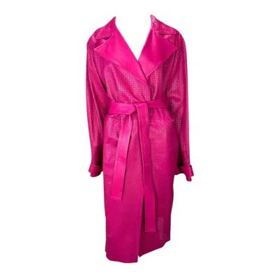 Pre-owned Versace F/w 2002 Gianni  By Donatella Runway Pink Perforated Leather Coat It46