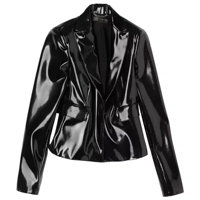 Pre-owned Versace F/w 2013 Look #3 New  Black Japanece Vinyl Jacket 38 - 2