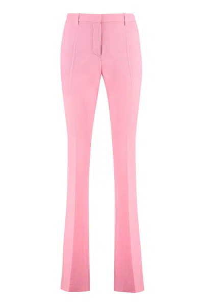 Versace Flared Wool Trousers For Women In Pink