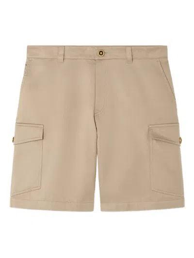 Versace Gabardine Cargo Shorts In Brown