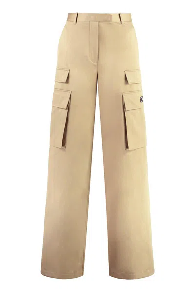 Versace Gabardine Cargo Trousers In Nude