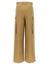 Versace Wide Cotton Gabardine Cargo Pants In Sand