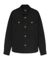 Versace Gabardine Shirt With Chest Pockets And Cuffed Sleeves In Black