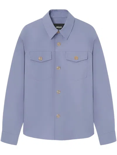 Versace Gabardine Overshirt In Light Blue